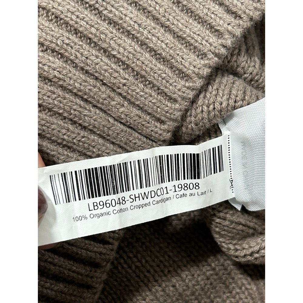 Quince 100% Women's L Organic Cotton Cropped Cardigan Camel Color - Picture 6 of 7
